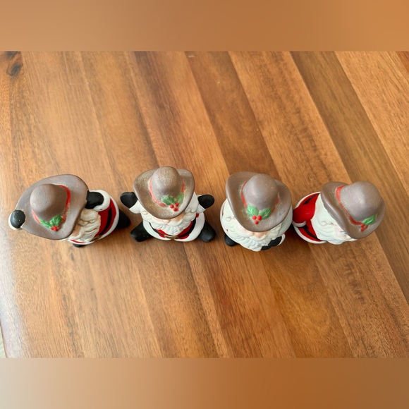 Set of Four Cowboy Ceramic Santas - Picture 5 of 9